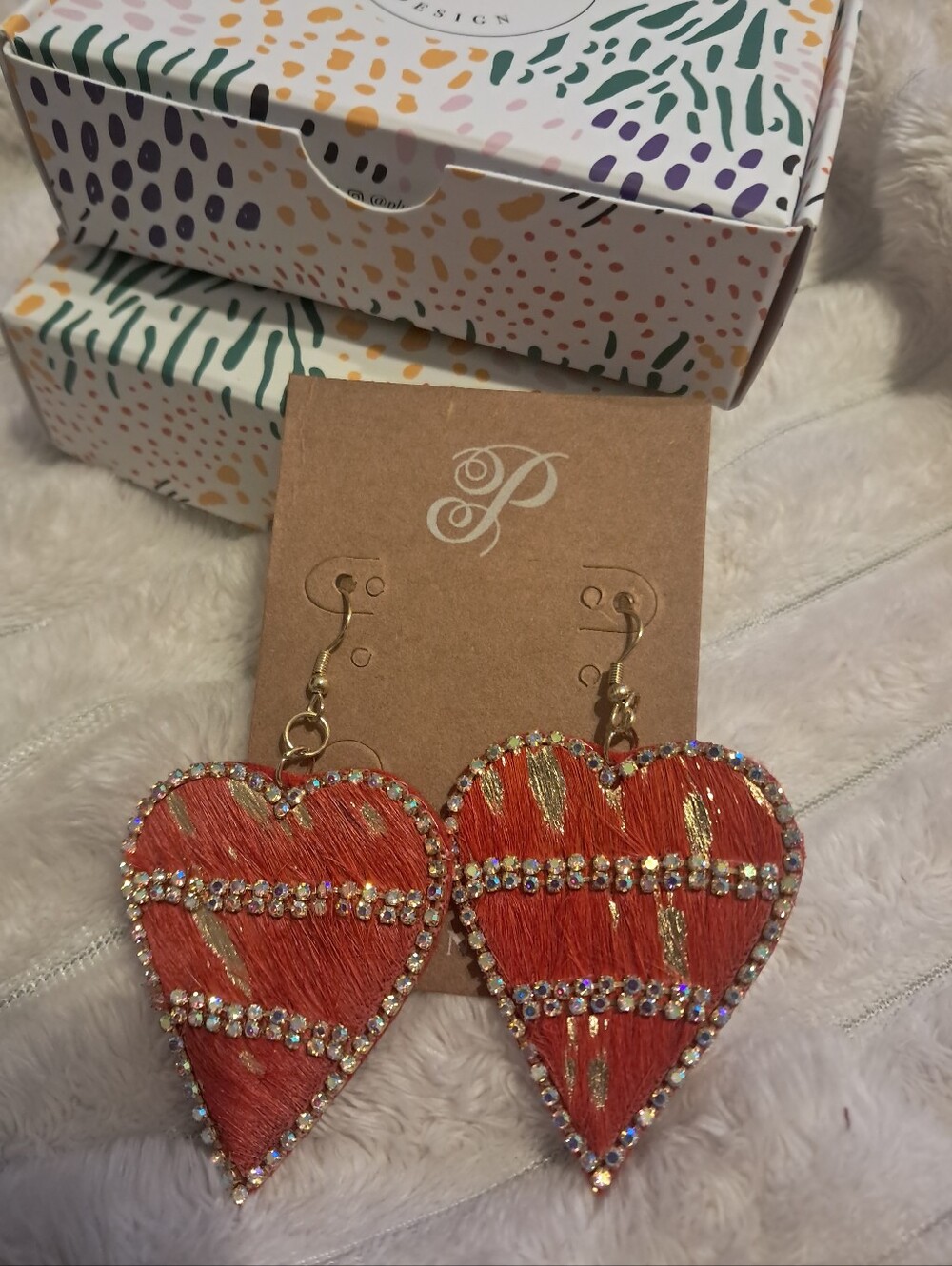 Plunder Designer-Inspired Red Heart Drop Earrings with Crystal Accents